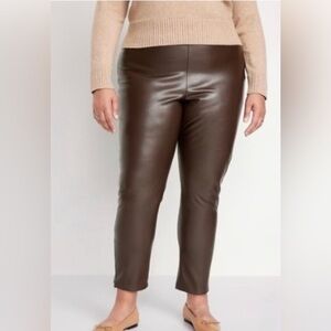 NWT Old Navy Extra High-Rise Faux-Leather Skinny Pants Brown Size 18